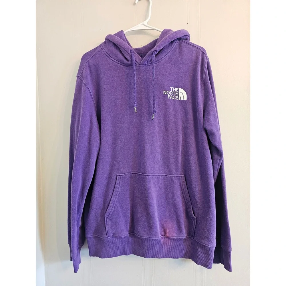 The North Face Purple Box Logo Never Stop Exploring Hoodie Sweatshirt Mens Large
